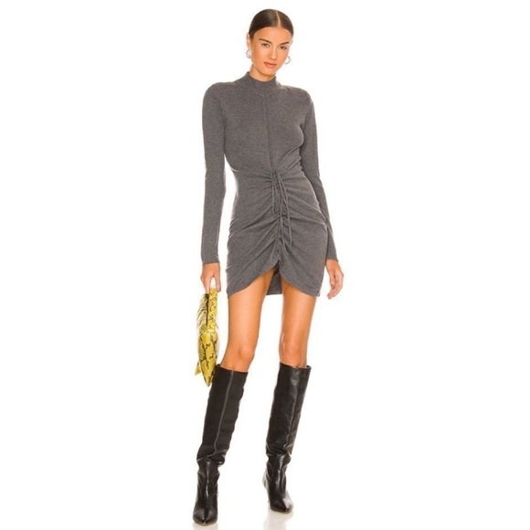 Ronny Kobo x Free People Macall Gray Knit Adjustable Ruched Sweater Mini Dress - Picture 16 of 16
